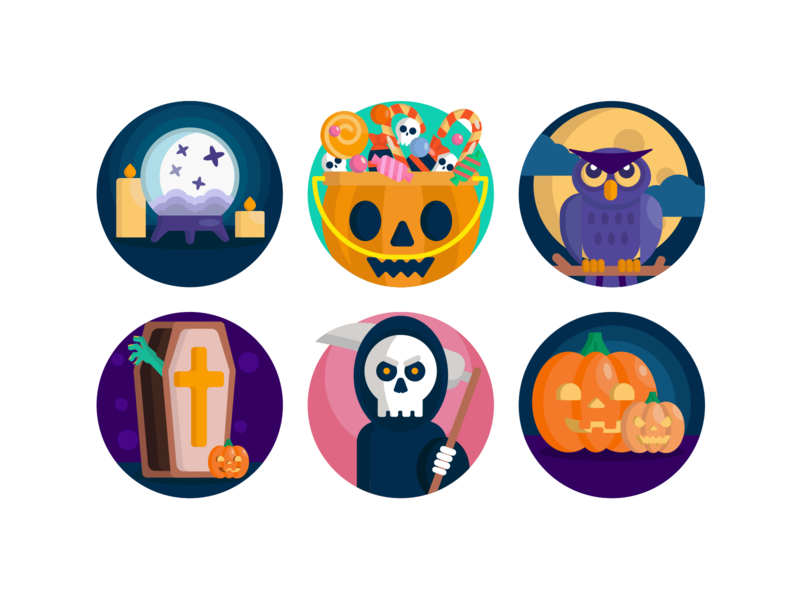 Halloween Icons coloured icons flat icons halloween design halloween icons icon icons illustration scary icons vector