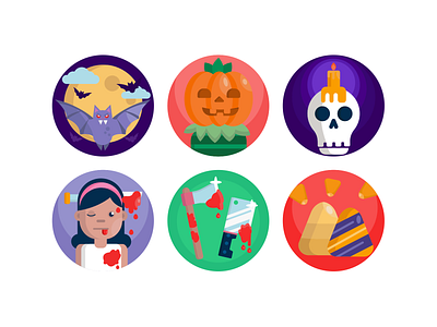 Halloween Icons badge coloured icons design flat icons halloween halloween icons halloween treats icon icons illustration pumpking icon scary icons scary icons set vector