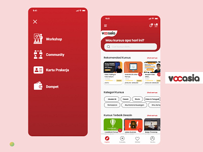 Redesign E-Learning Vocasia application ui branding e learning educatech mobile ui uidesign uiux ux