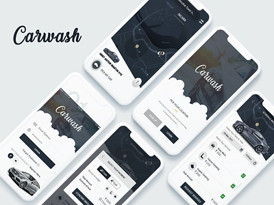 Carwashing Mobile App branding car carwash map mobile app pickupcar ui ux