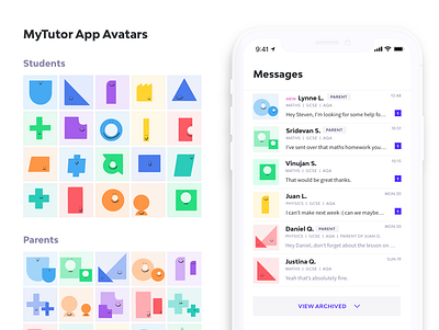 MyTutor App Avatars app avatars design illustration interaction message notification profile tutoring ui user experience ux
