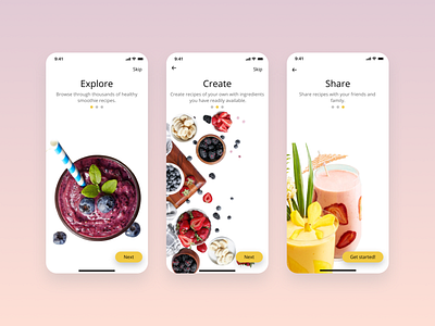 Smoothies Recipe App Onboarding