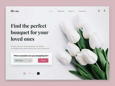 Flowershop Home Page design dribbble explore flowers flowershop inspiration minimal ui uiuxdesign ux uxdesign web webdesign