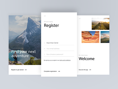 Explorations – Sign Up app application form photography register registration signup travel ui ux