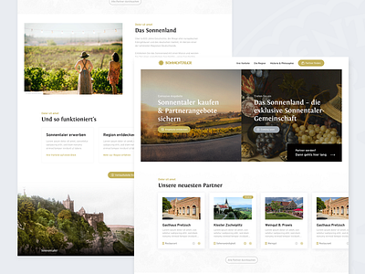 Sonnenland – Homepage cards directory frontpage homepage products tourism ui ux web website