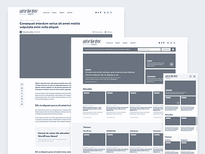 WP Magazine – Wireframes article cards header homepage menu mobile nav responsive social sharing ui ux web website wireframes wireframing