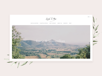 Wedding | Homepage 🤵👰 calligraphy design frontpage header hero home homepage lang switch minimalistic olive branch ui ux web web design website wedding