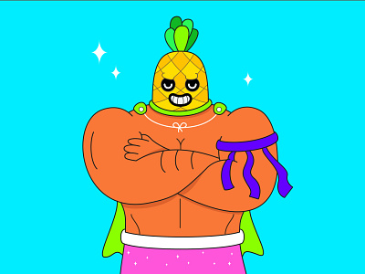 Pineapple luchador character design colorful illustration illustrator luchador vector vector illustration wrestler