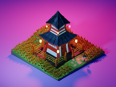 Temple 3dart blender blender3d blender3dart isometric lowpoly