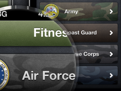 Military App app interface ios iphone mobile ui