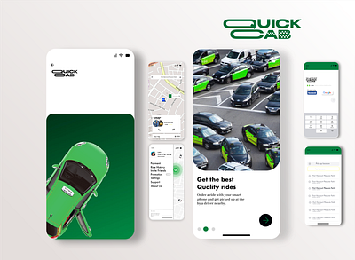 Quick Cab Hailing App app branding design graphic design illustration logo typography ui ux vector