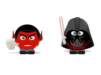 Characters - Star trek captain spock & star war darth vader ana rebeca perez avatar character dark vader fan game identity illustration saga spock sword trendy