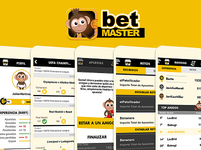 Screens App Bet Master ana rebeca perez app challenge design experience icon mobile perfil store ui ux