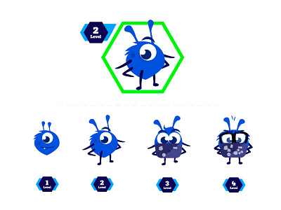 Avatar Evolution Bug and Level ana rebeca perez bug character design icon illustration ui vector