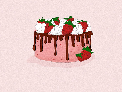 Strawberry Cake Illustration adobe adobe illustrator cake design flat food illustration graphic design illustration illustrator minimal ui