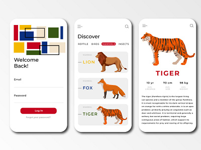 Mobile Application - Animal encyclopedia andriod animal app app design application encyclopedia ios mobile mobile app ui app ui design ui ux ux design