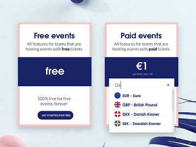 Pricing Box component design dropdown event events pricing ui ux