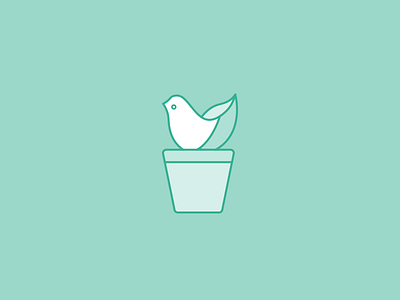 Hi bird green illustrator line plant simple