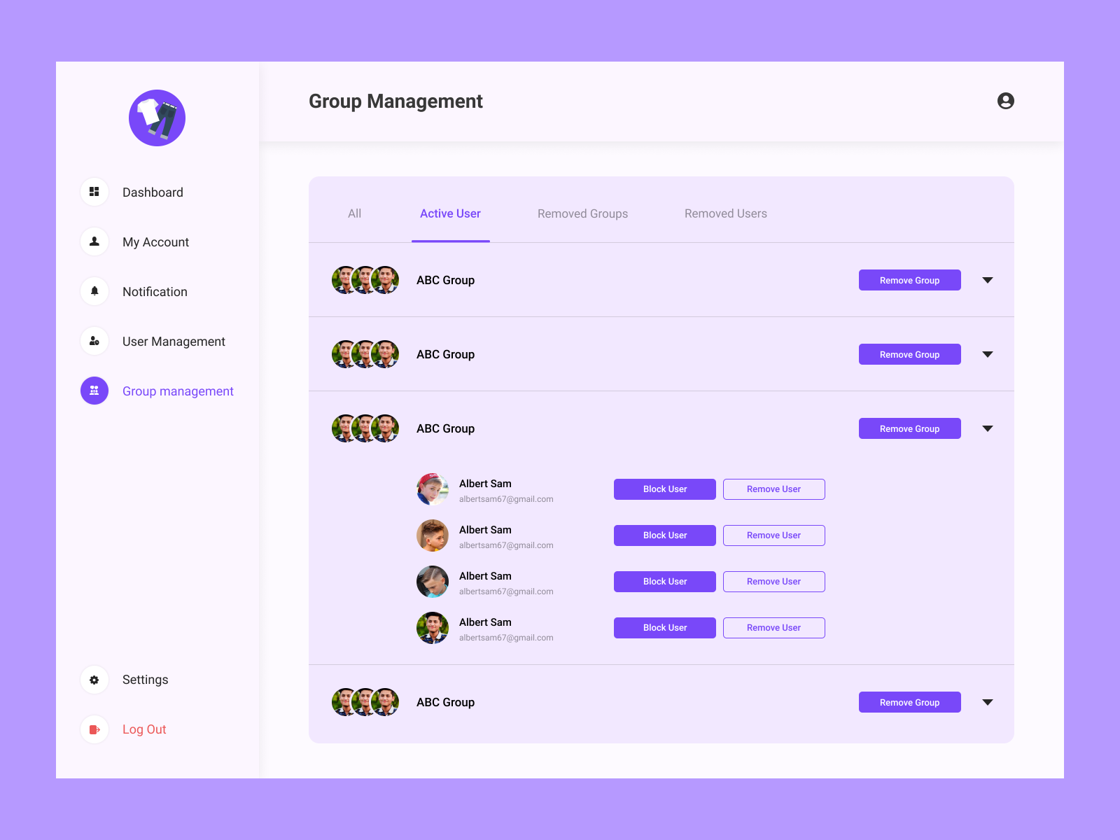 Dashboard Group Management UI by Faizan Ul Hassan Arshad on Dribbble