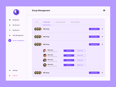 Dashboard Group Management UI appdesign design illustration logo mobile app mobileapp ui uiux ux website