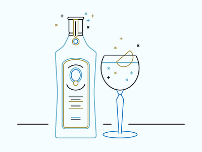 Bombay Sapphire alcohol blue bombay sapphire bottle cocktail drink fresh geometric glass minimal outline