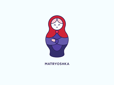 Matryoshka character cute doll flat geometric illustration mascot matryoshka round russian smiling symbol