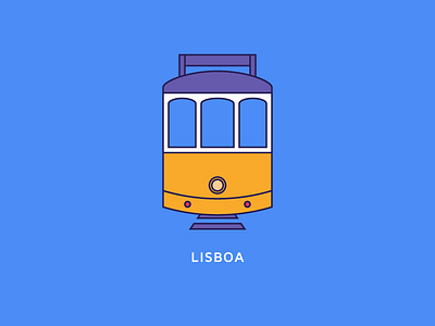 Lisboa beautiful city flat illustration lisbon logo subway sunny town tram transport