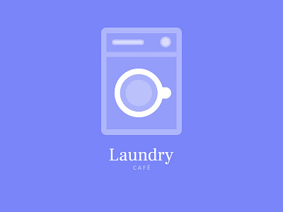 Laundry Cafe cafe coffee flat icon laundry logo minimal washing machine