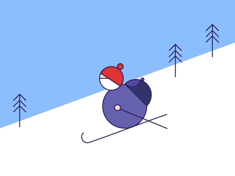 Ski animation character cute funny ski sport winter
