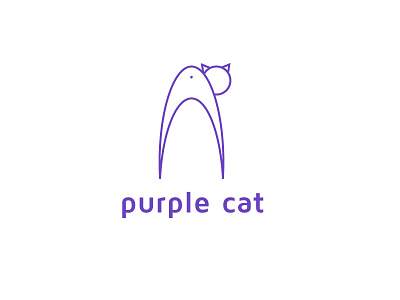 Purple Cat animal cat logo minimal purple simple
