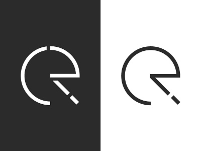 ER black and white e geometric letters logo minimal r shapes simple