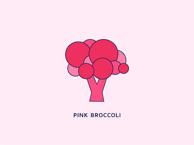 Broccoli fun geometric logo minimalist pink shapes