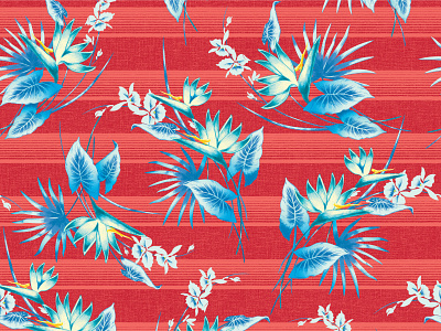 Floral Print bird of paradise floral flower hawaiian print repeat textile