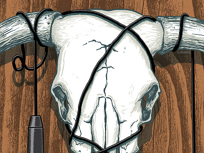 illustration - Magazine Cover cow illustration microphone music skull sxsw