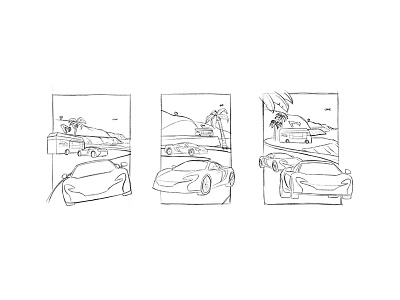 Illustration - McLaren event t-shirt car concours food truck graphics in n out mclaren ocean palms sketch t shrit thumbnail wip
