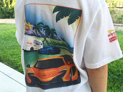 Illustration - McLaren event t-shirt car concours food truck graphics in n out mclaren ocean palms sketch t shrit thumbnail wip