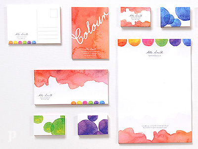 Watercolour Stationery Design business card graphics letterhead postcard print set stationery