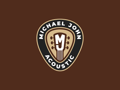 Michael John Acoustic Logo acoustic badge branding guitar guitar pick headstock logo monogram rustic typography