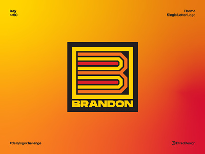 Logo Challenge – Day 4 b background bold branding daily logo challenge gradient letter lines logo mark orange red retro vintage yellow