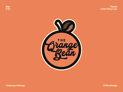 Logo Challenge – Day 6 bean bold branding coffee daily logo challenge design fruit icon logo orange pattern script shop symbol