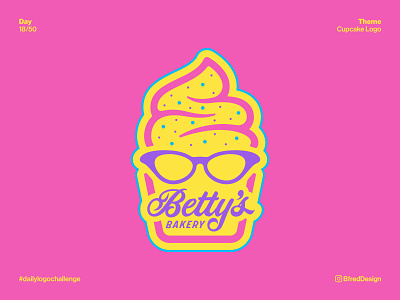 Daily Logo Challenge – Day 18 bakery betty branding bright colorful cupcake daily logo challenge dailylogochallenge fun glasses illustration logo pastries pastry sweets symbol