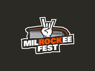 MilROCKee Fest branding fest graphic design logo milrockee fest milwaukee orange rock t shirt design vector
