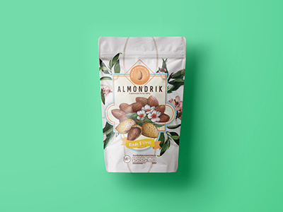 Almondrik almond branding illustration nature packaging vegan