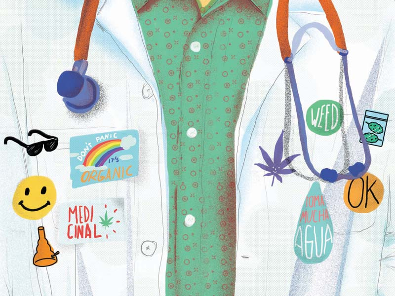 Weed OK badges illustration elle ellemexico panic organic legalization weed editorial