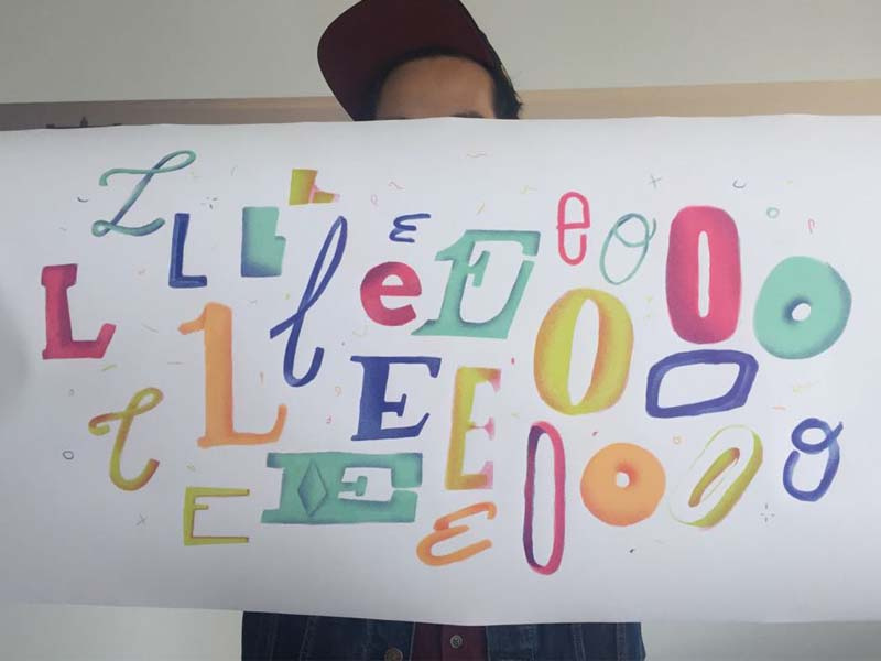 Leo print kids illustration typography letterning type font