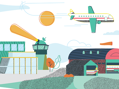 Airport airport control editorial hangar illustration traveling vector