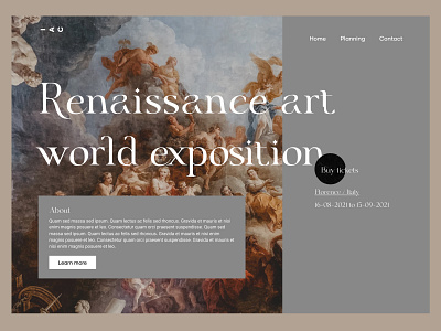 Renaissance Art Expo art clean event expo exposition italy medieval mid age midcentury minimal modern museum painting renaissance typography ui ux web design website website design