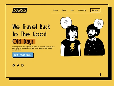 notalgia website 60s 80s figma illustration nostalgia nostalgic old fashioned old style oldschool retro retro design retrowave typography ui ux vector vintage web design website yellow