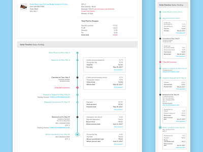 Order Timeline desktop mobile order details responsive design status timeline ui ux