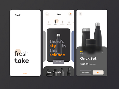 S’well - Redesigned app concept best design best design agency best design studio best design studio in india best designer creative design agency dhipu mathew ecommerce flat design hogoco interaction design mobile app mobile ux modern design onyx set shopping swell user experience user experience design